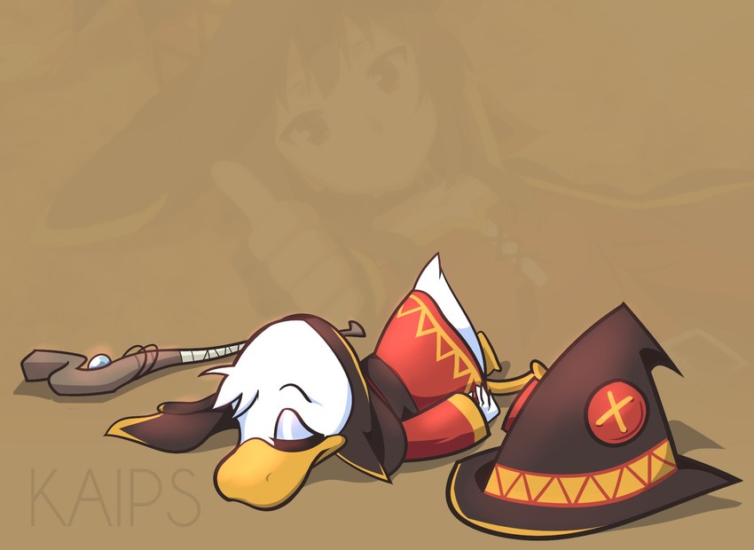 megumin and donald duck (kono subarashii sekai ni shukufuku wo! and 2 more) drawn by kaips