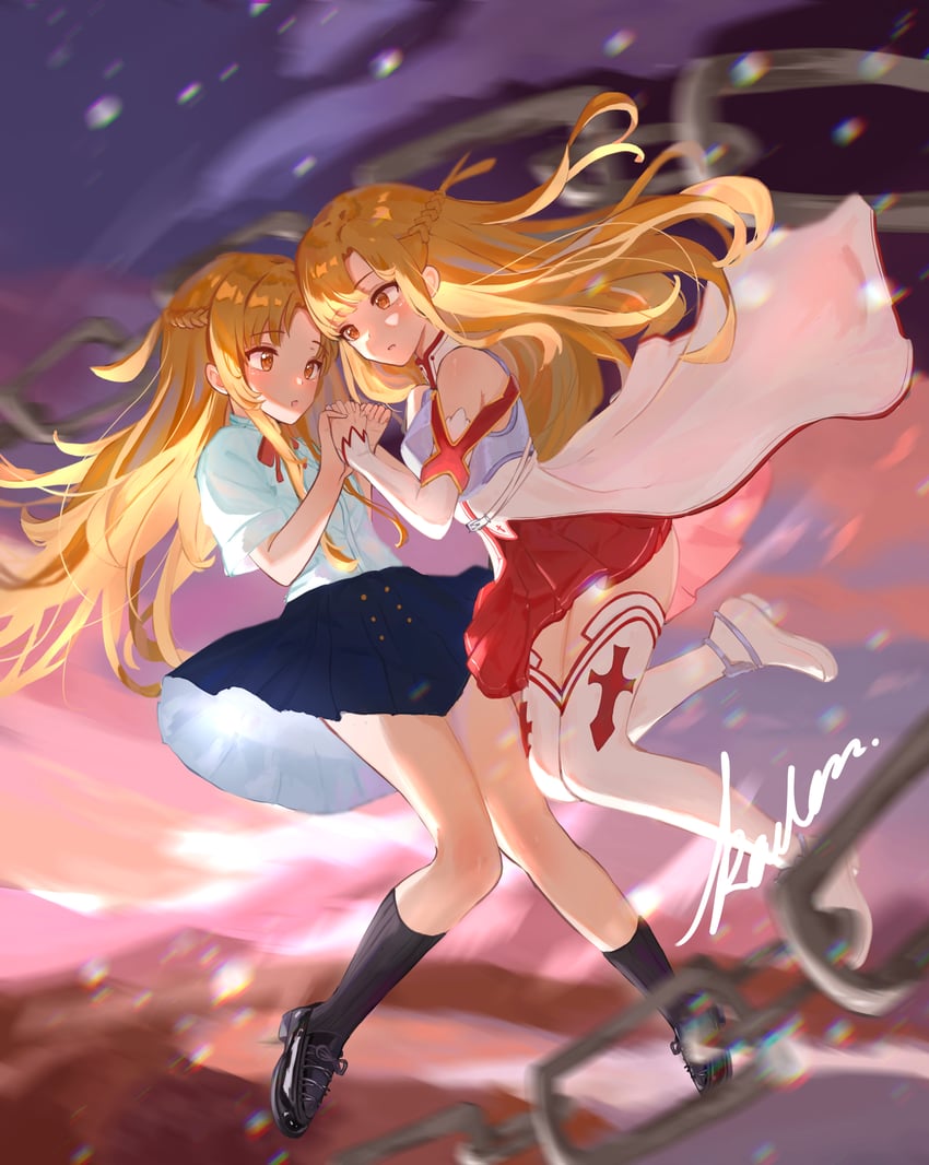 asuna and titania (sword art online) drawn by kaden_jai