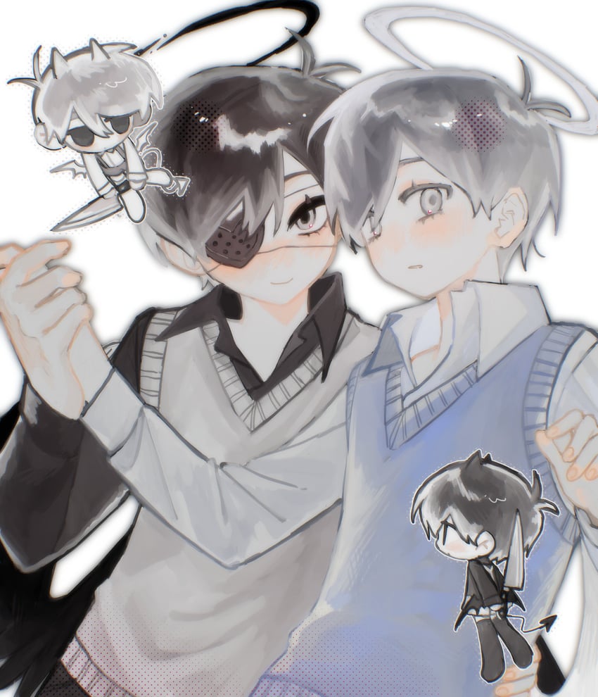 sunny and omori (omori) drawn by rou_(h_s_sinrin)